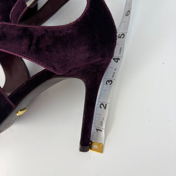 Lauren Ralph Lauren Tyra Peep Toe Purple Velvet Sandal Size 6.5B Burgundy Formal - Picture 4 of 8